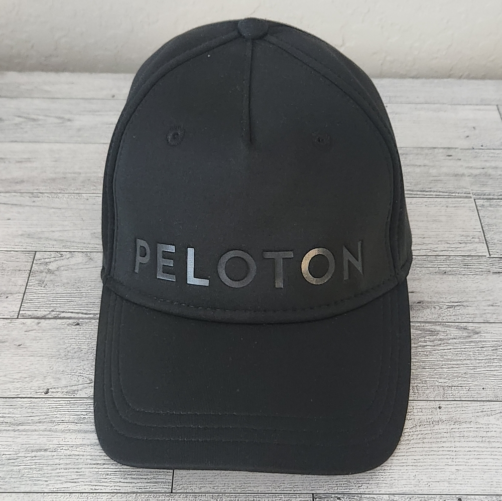 Peloton Black Strapback Hat Embossed Logo Adjustable Unisex Baseball Hat Cap